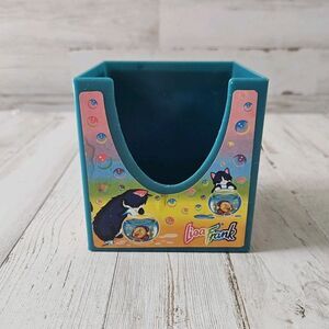 1990s Vtg LISA FRANK Stationary Cube Post It Note Holder Bubble Cats Kittens